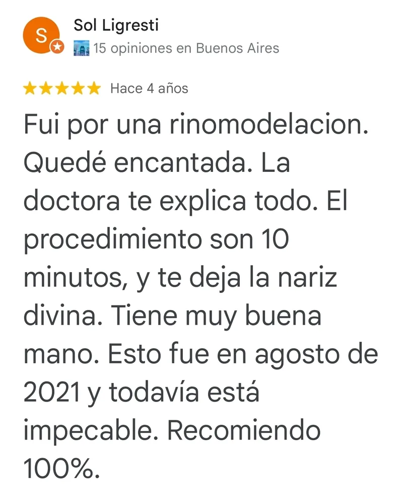 Opinión de paciente sobre RinoArte® y la Dra. Haylen Solarte